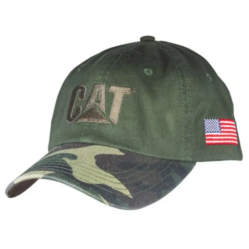 Respect Cap Green Chino Camo Visor w/Flag sold by Caterpillar