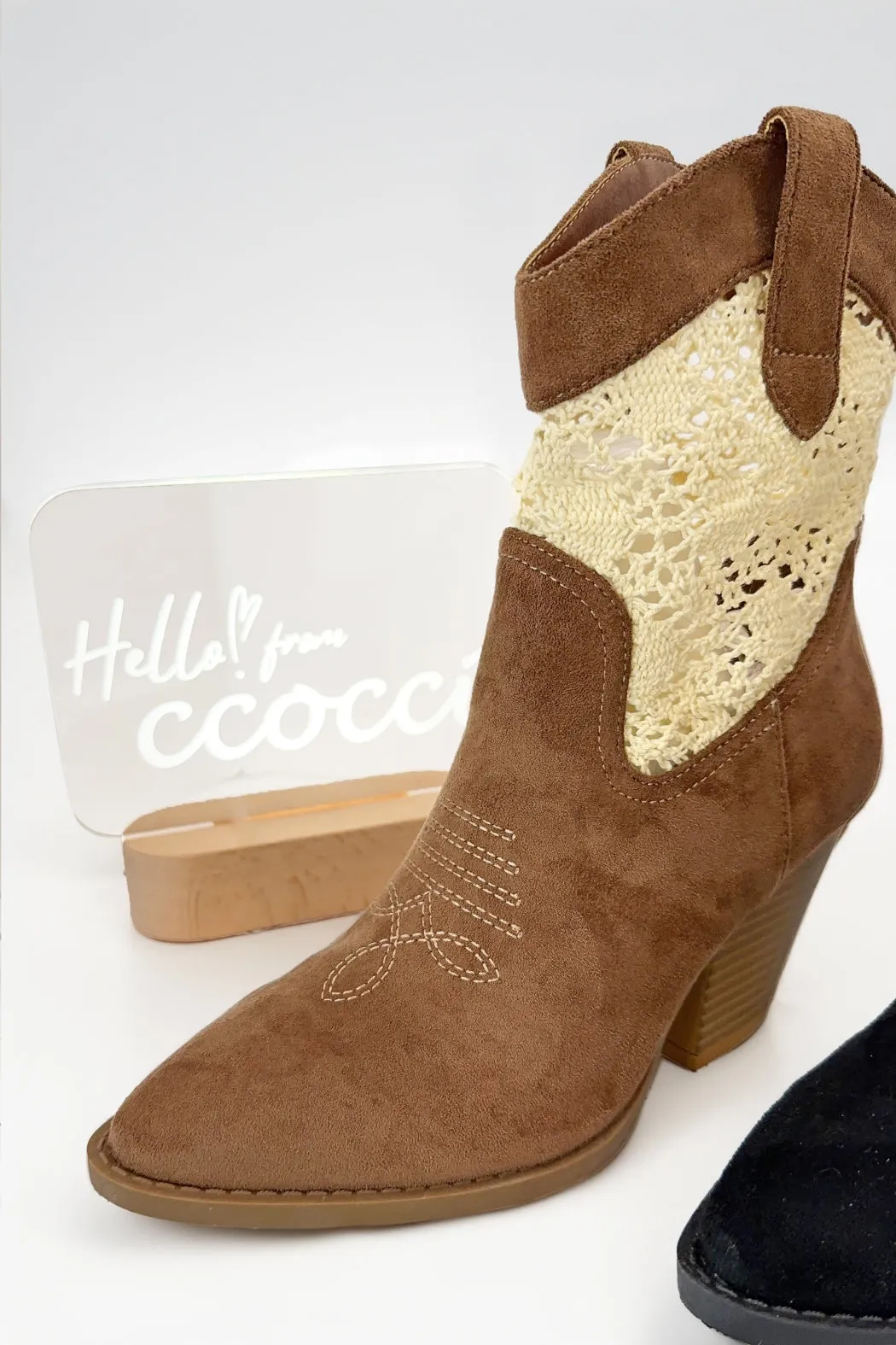 RIVER-52 LACE SHAFT WESTERN COWBOY ANKLE BOOTIES sold by CCOCCI