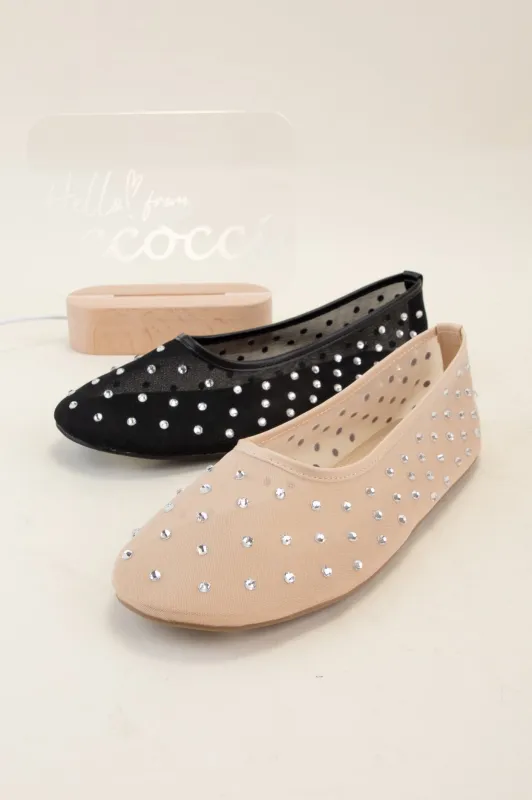 NANAMI-03 RHINESTONE EMBELLISHED MESH FLATS sold by CCOCCI