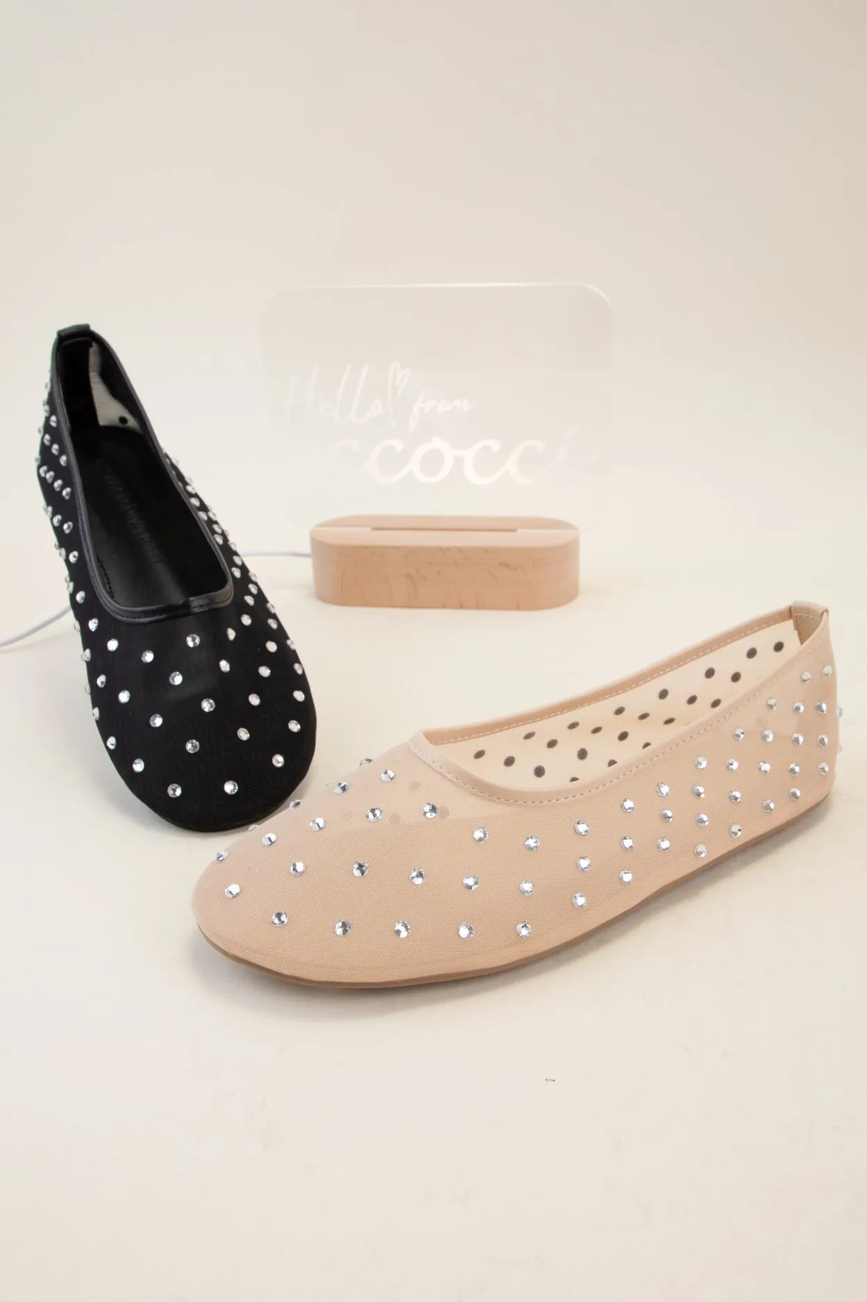 NANAMI-03 RHINESTONE EMBELLISHED MESH FLATS sold by CCOCCI product image thumbnail 2