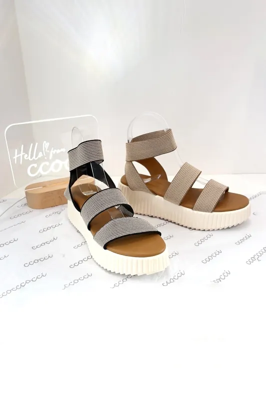 VISTA-03 MULTI STRAP WOVEN FLATFORM SANDALS made by CCOCCI