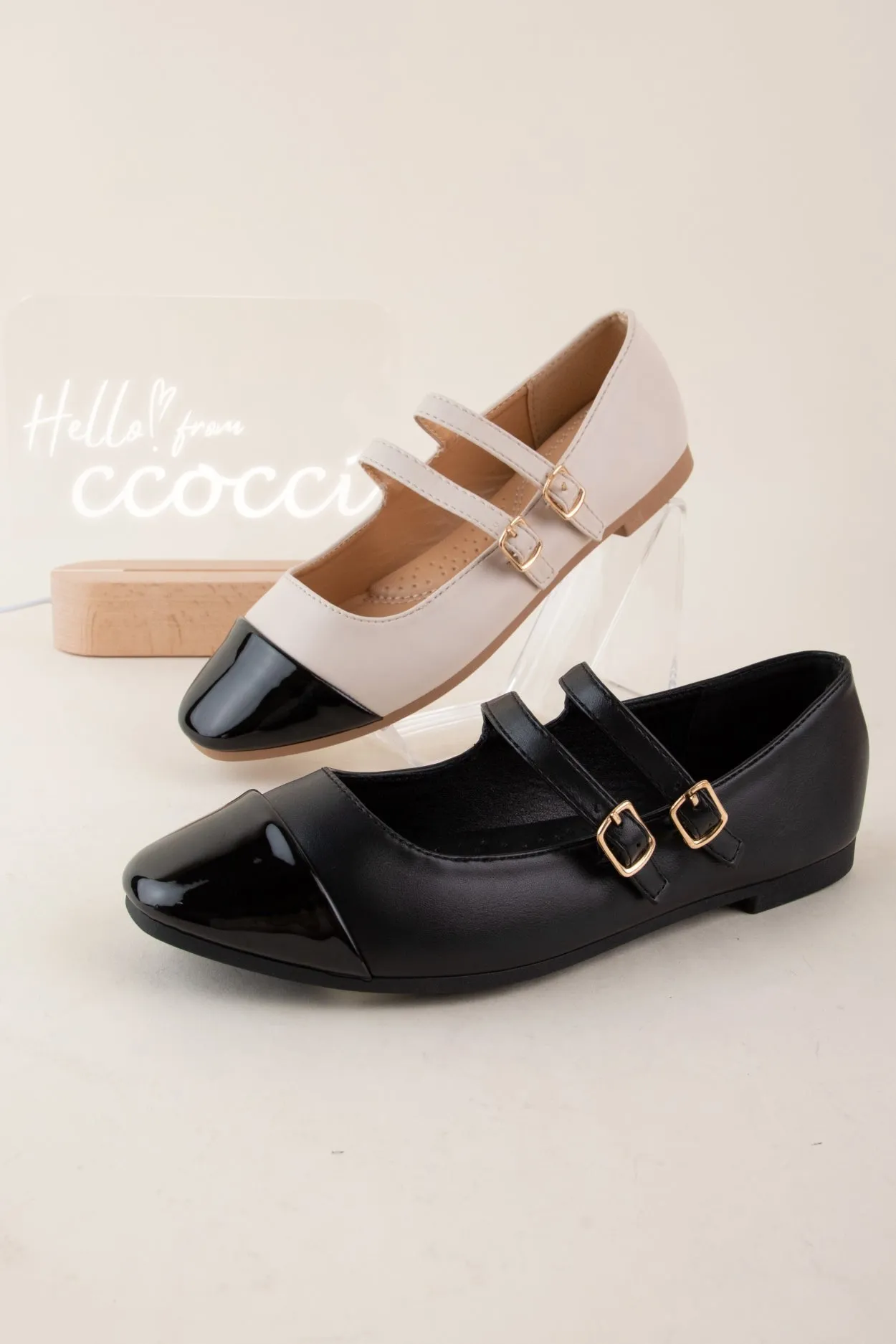 NELMA-08 DOUBLE STRAP CAP TOE MARY JANE FLATS sold by CCOCCI product image thumbnail 2