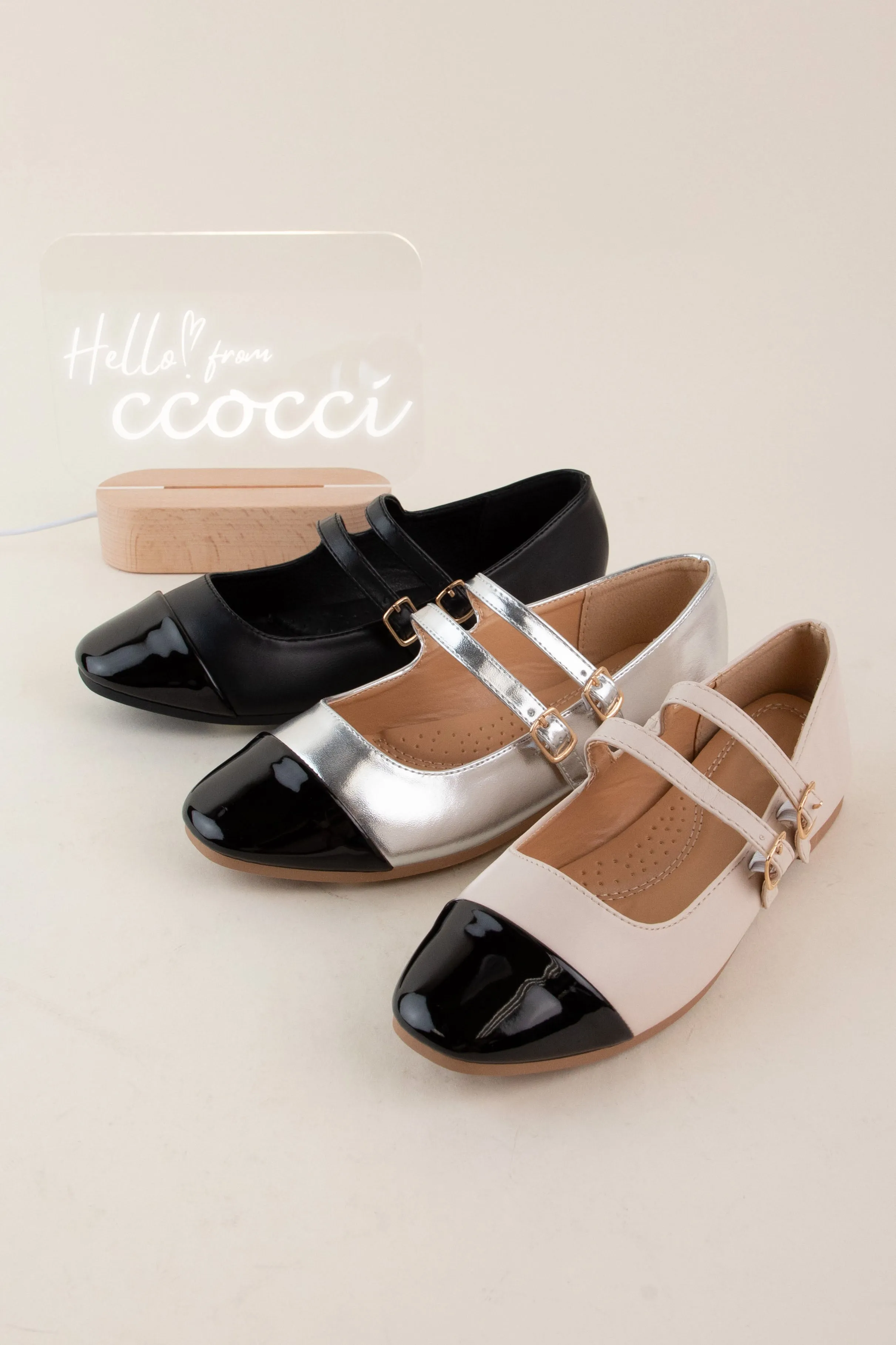 NELMA-08 DOUBLE STRAP CAP TOE MARY JANE FLATS sold by CCOCCI
