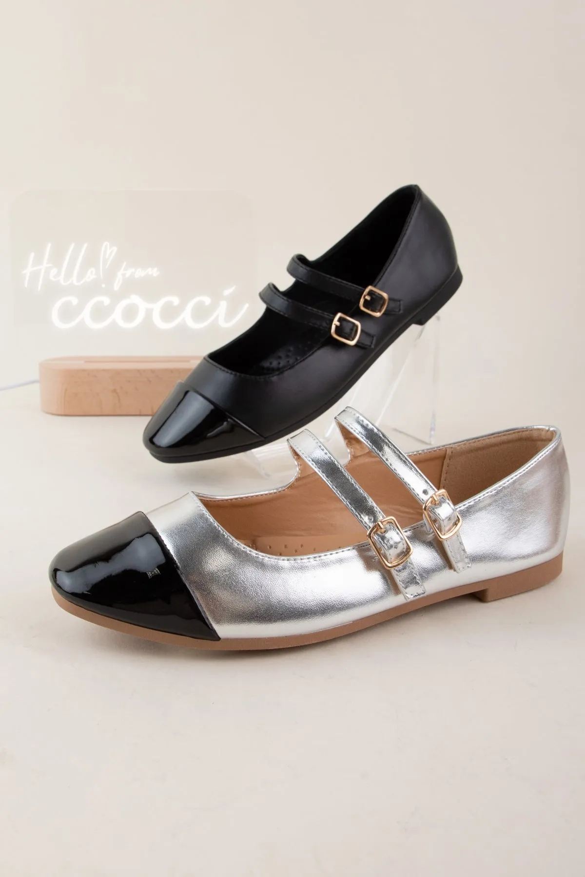 NELMA-08 DOUBLE STRAP CAP TOE MARY JANE FLATS sold by CCOCCI product image thumbnail 5
