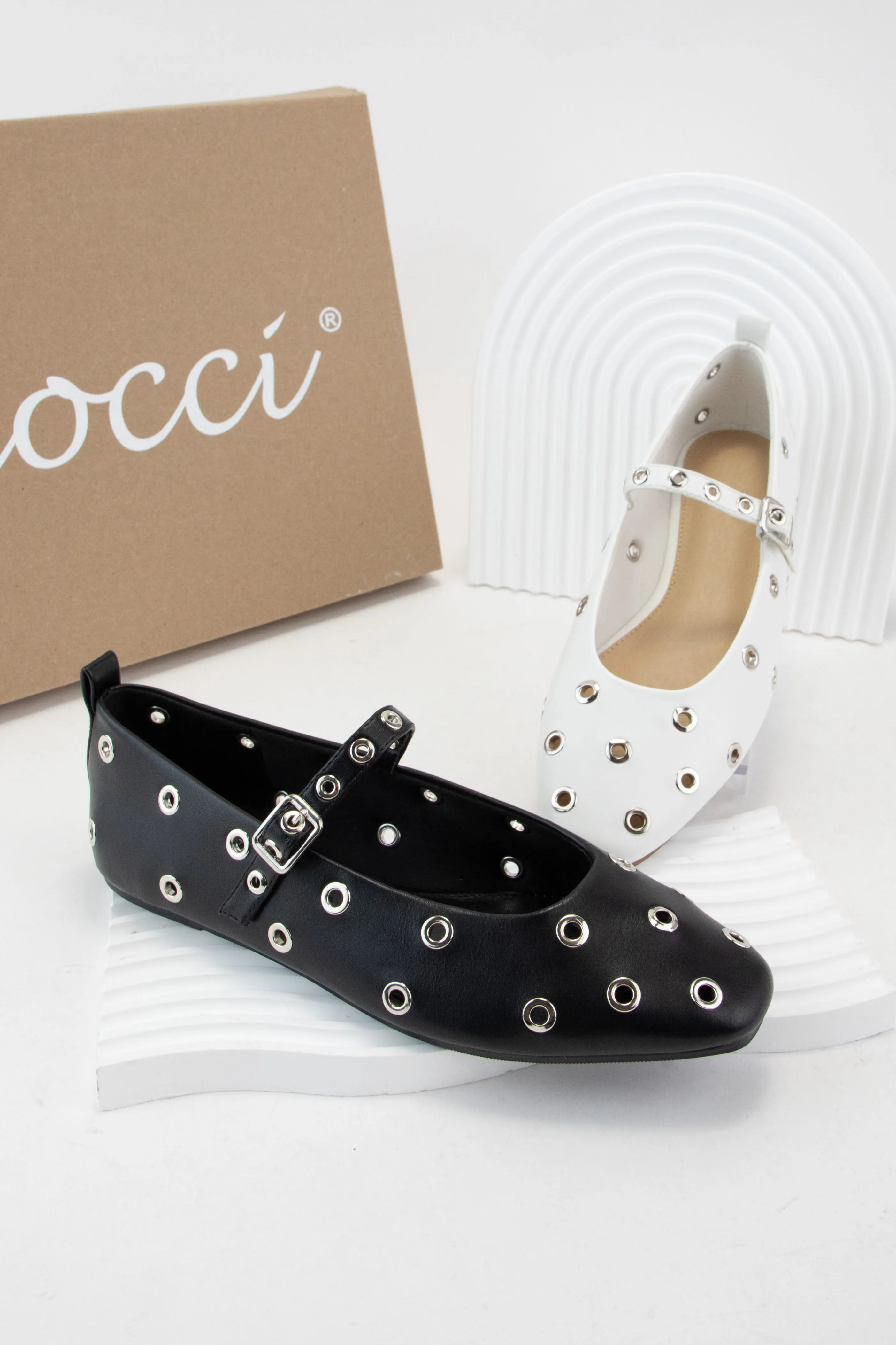 WHEREAS GROMMET DECOR SQUARE TOE MARY JANE FLATS sold by CCOCCI product image thumbnail 4