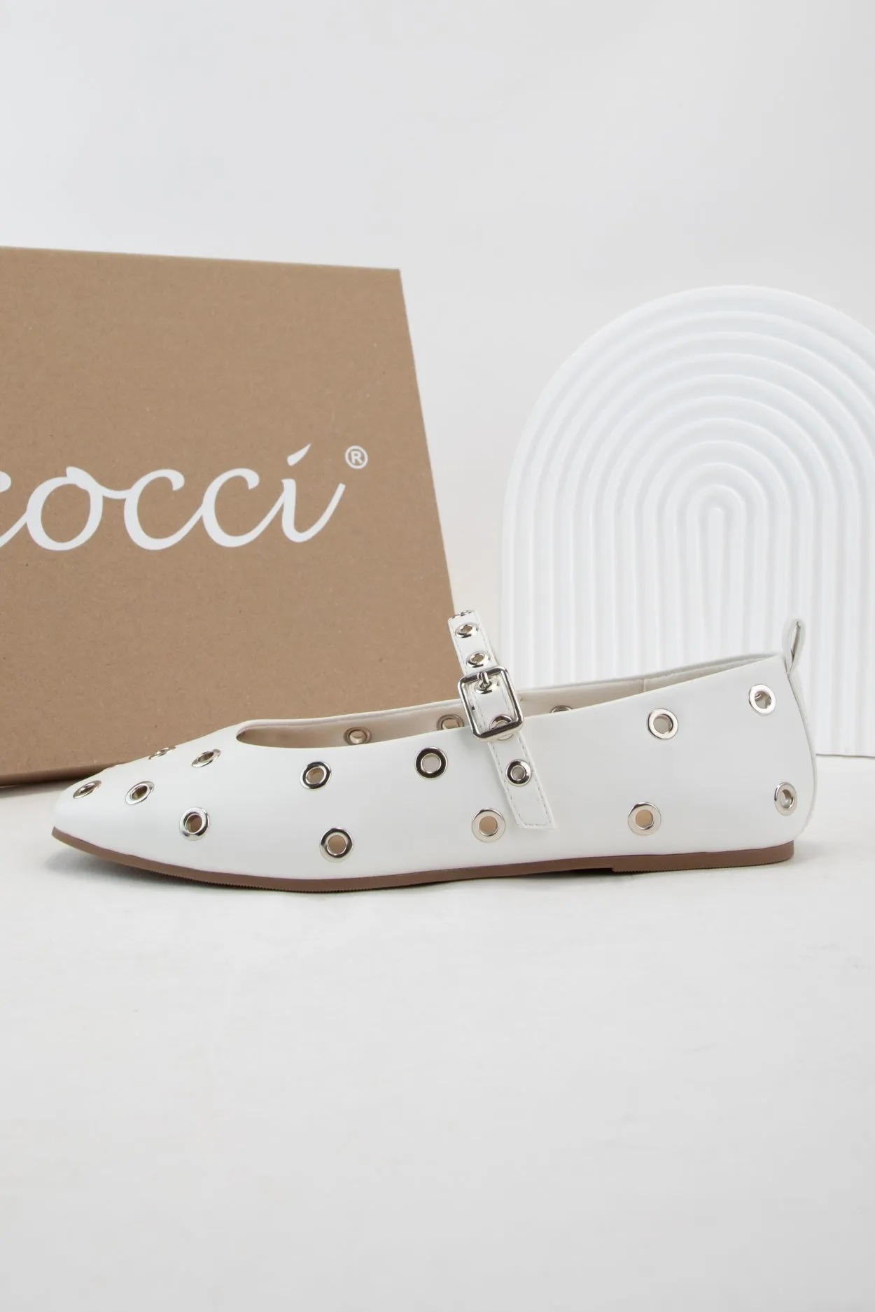 WHEREAS GROMMET DECOR SQUARE TOE MARY JANE FLATS sold by CCOCCI product image thumbnail 3