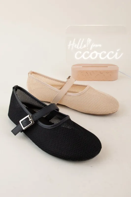 NANAMI-04 ALL OVER MESH MARY JANE BALLET FLATS sold by CCOCCI