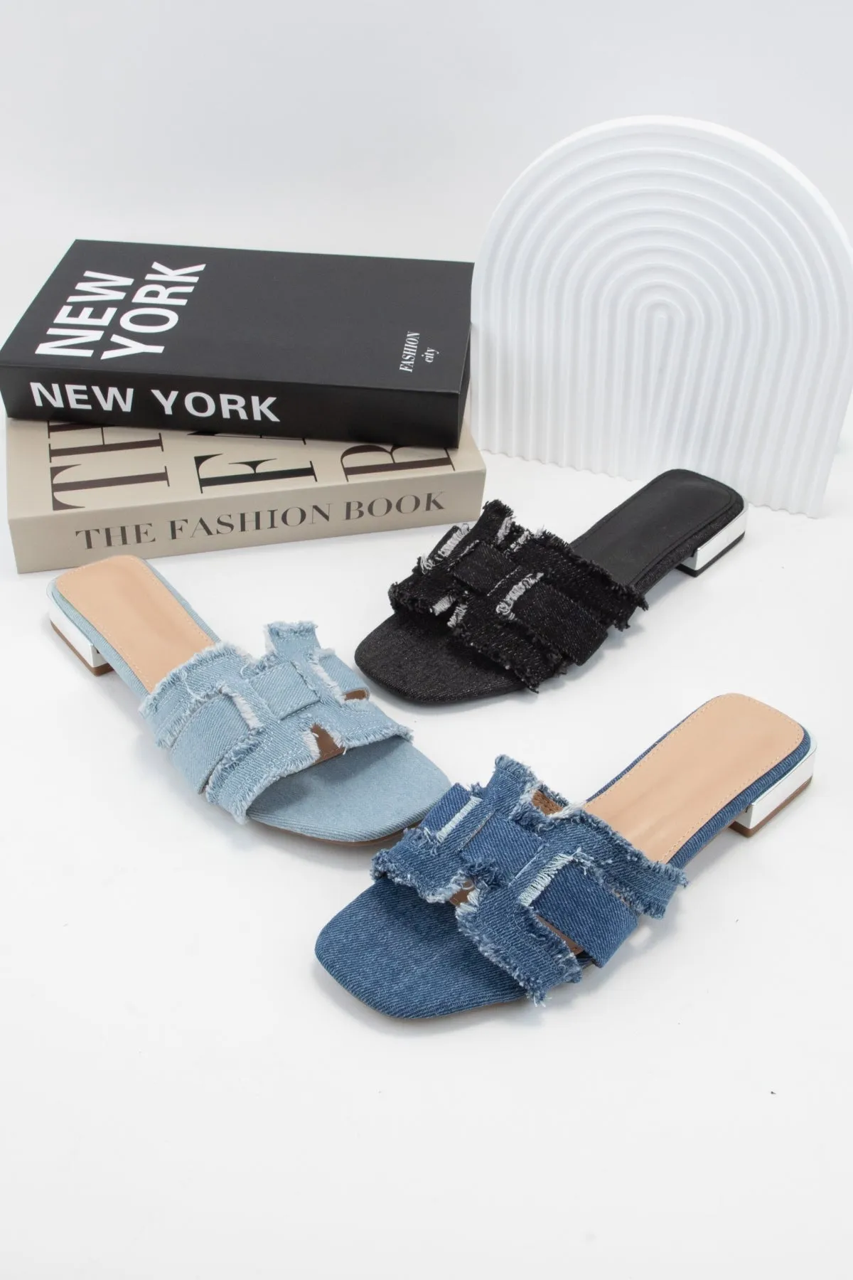 SQUARE-35 RAW EDGE DENIM WOVEN UPPER SANDAL sold by CCOCCI