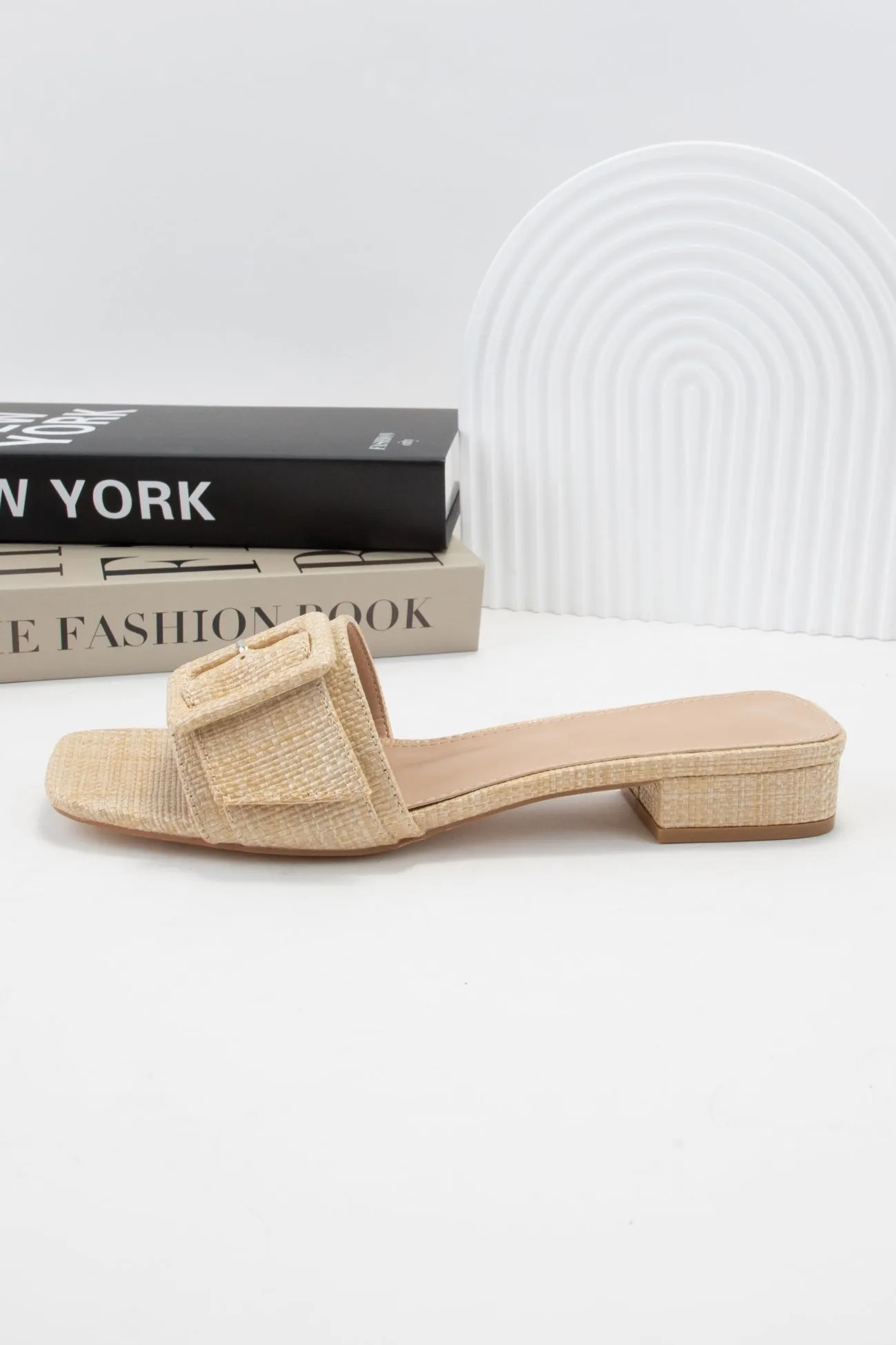 SQUARE-25 RECTANGLE BUCKLE RAFFIA SLIP-ON SANDAL sold by CCOCCI product image thumbnail 5