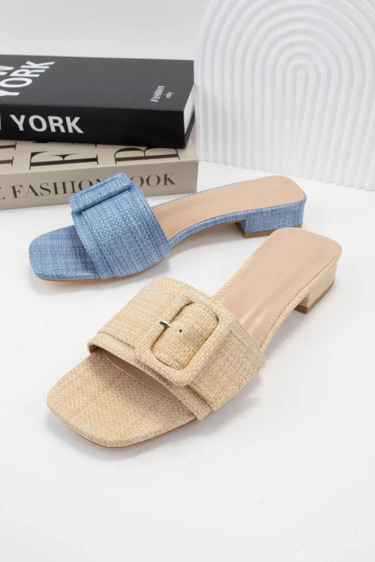 SQUARE-25 RECTANGLE BUCKLE RAFFIA SLIP-ON SANDAL sold by CCOCCI product image thumbnail 4