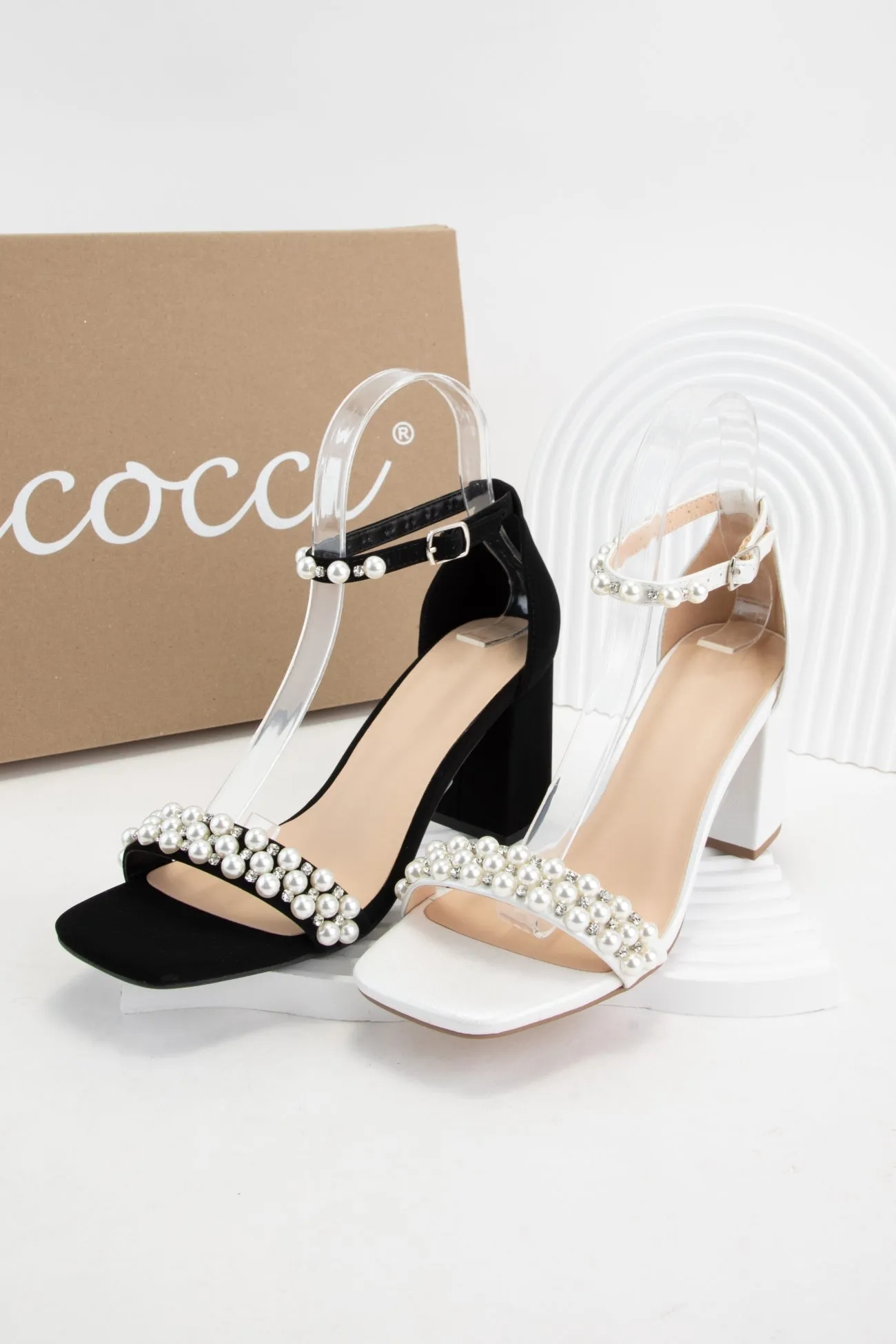 KOYA PEARL STRAP SQUARE-TOE ANKLE STRAP HEEL sold by CCOCCI