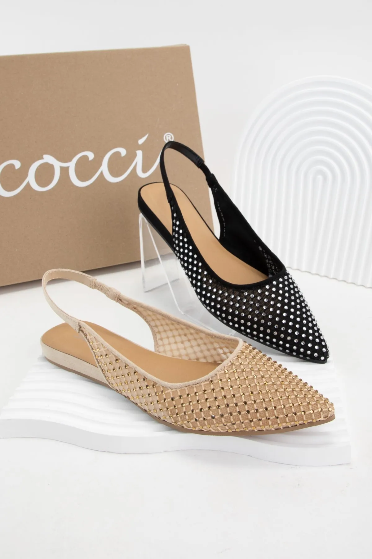 HUMMING RHINESTONE JEWEL MESH UPPER SLINGBACK FLAT sold by CCOCCI