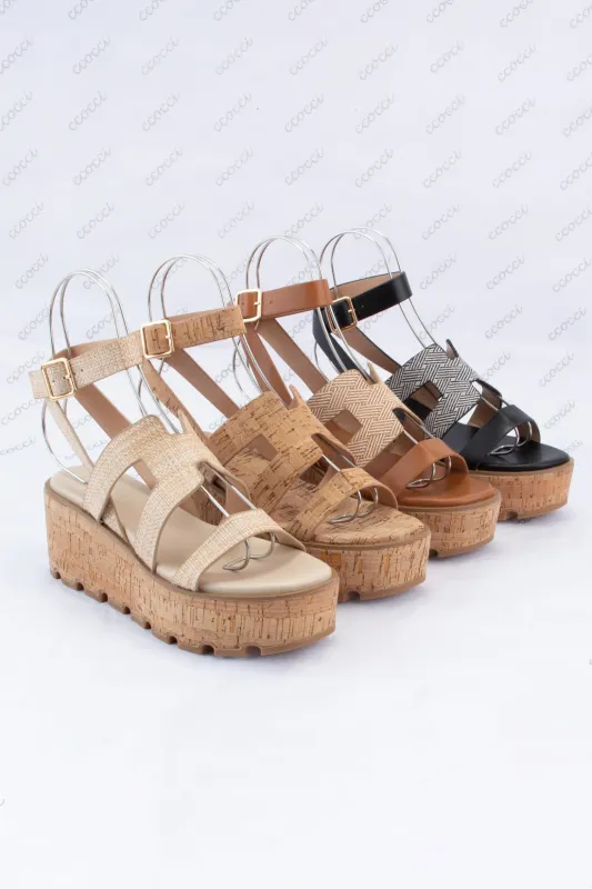 MENU H CUT OUT UPPER CORK PLATFORM HEEL SANDAL sold by CCOCCI