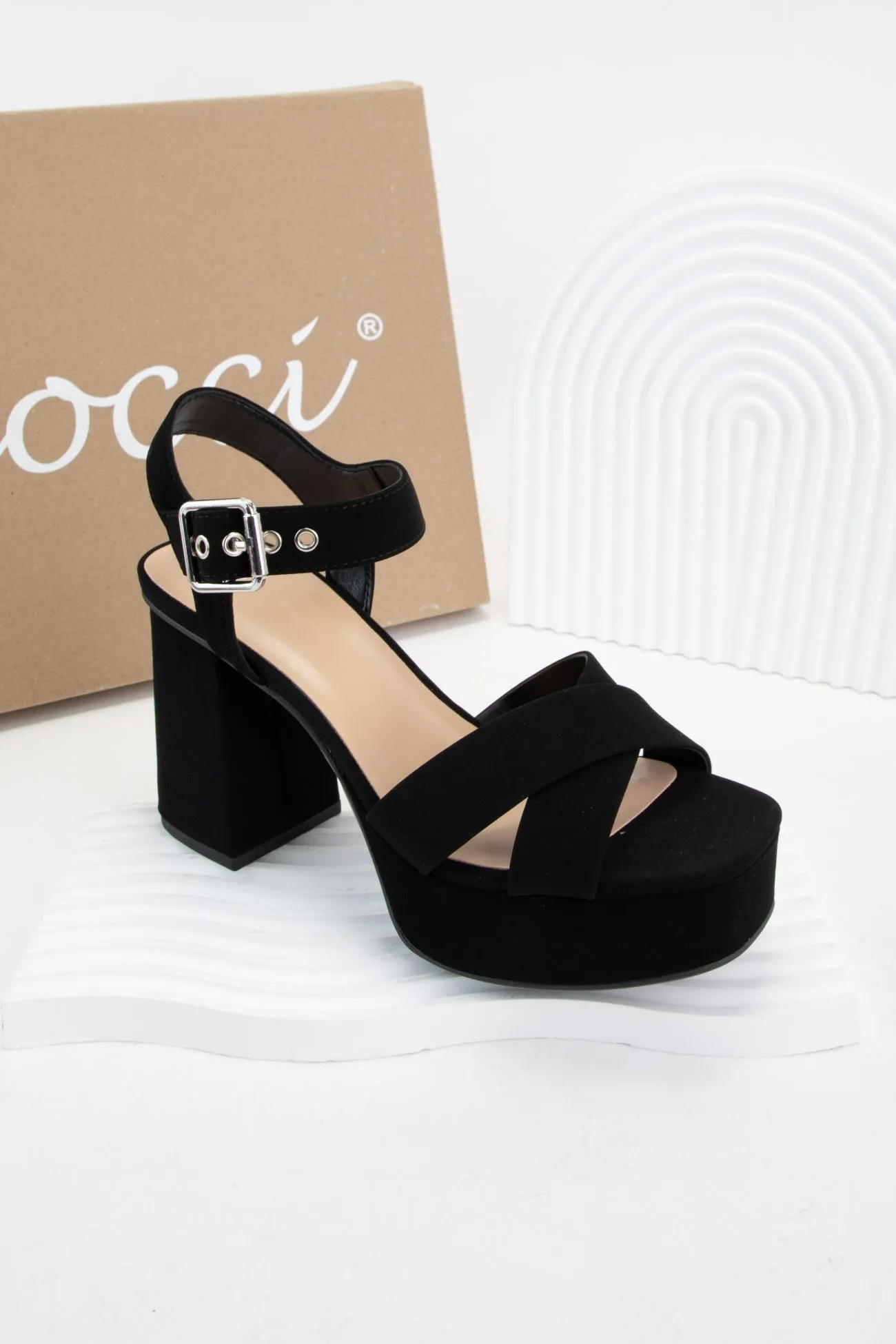 LEILA CROSS UPPER CHUNKY PLATFORM BLOCKHEEL SANDAL sold by CCOCCI product image thumbnail 4