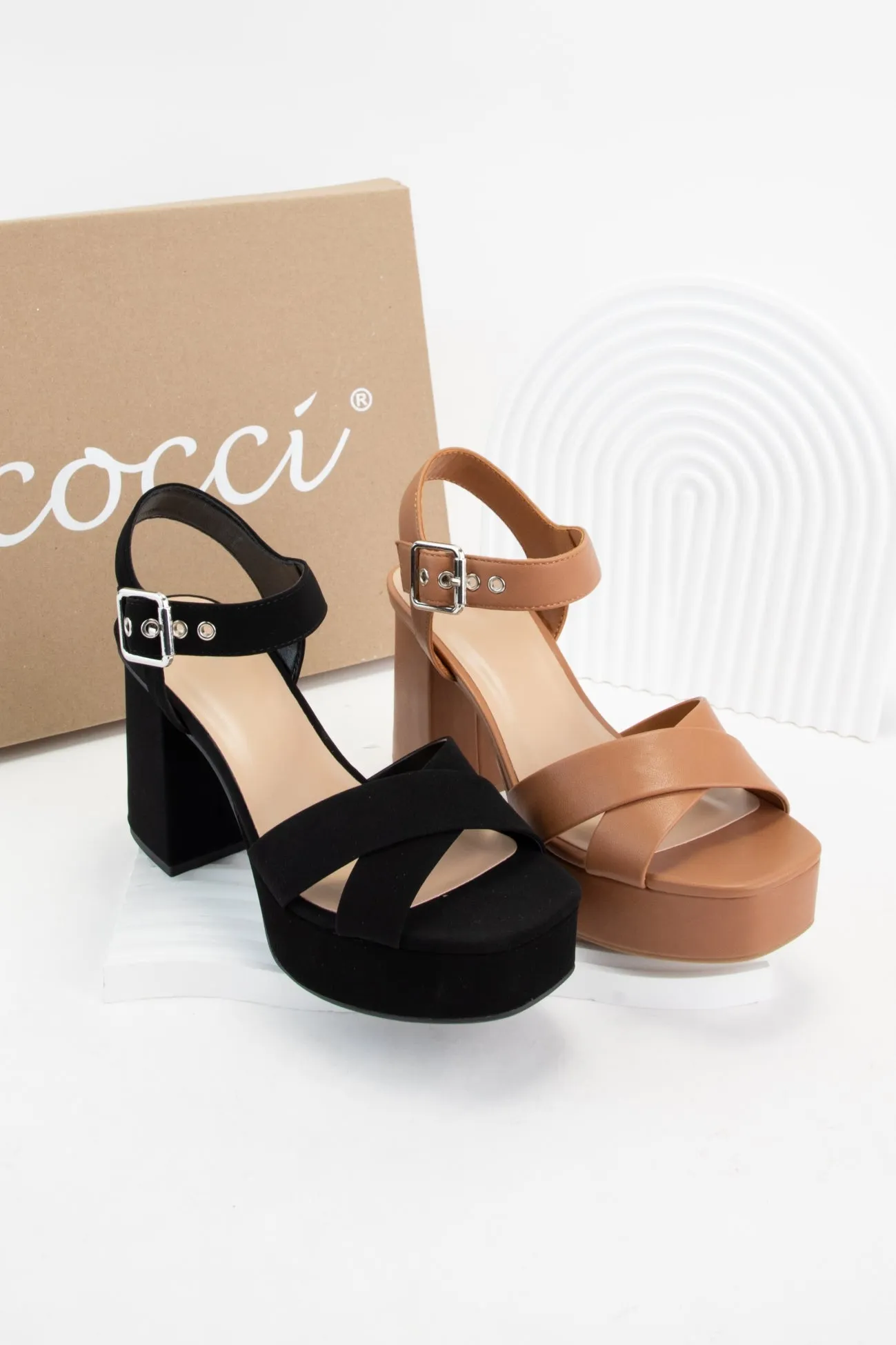 LEILA CROSS UPPER CHUNKY PLATFORM BLOCKHEEL SANDAL sold by CCOCCI product image thumbnail 3
