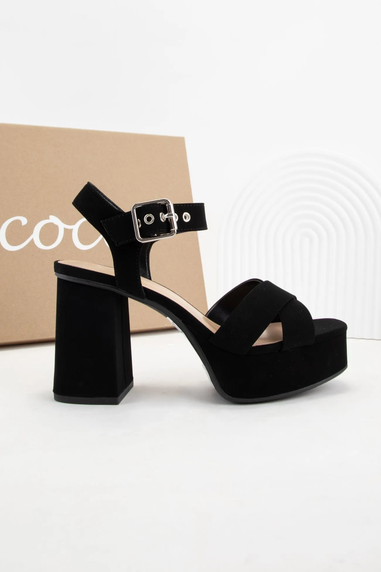 LEILA CROSS UPPER CHUNKY PLATFORM BLOCKHEEL SANDAL sold by CCOCCI product image thumbnail 5