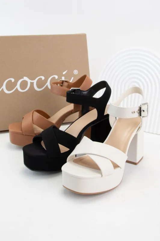 LEILA CROSS UPPER CHUNKY PLATFORM BLOCKHEEL SANDAL sold by CCOCCI