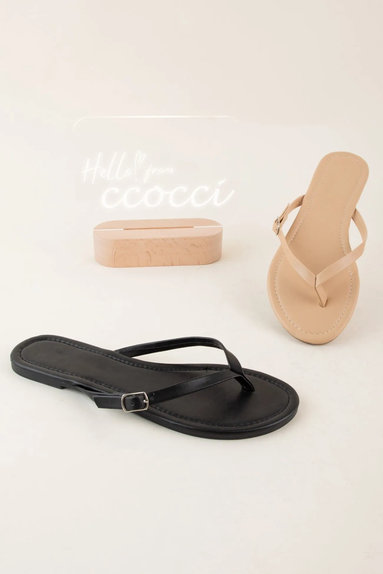 BELLEN-109 THIN BUCKLED THONG STRAP SLIP ON SANDAL sold by CCOCCI product image thumbnail 2