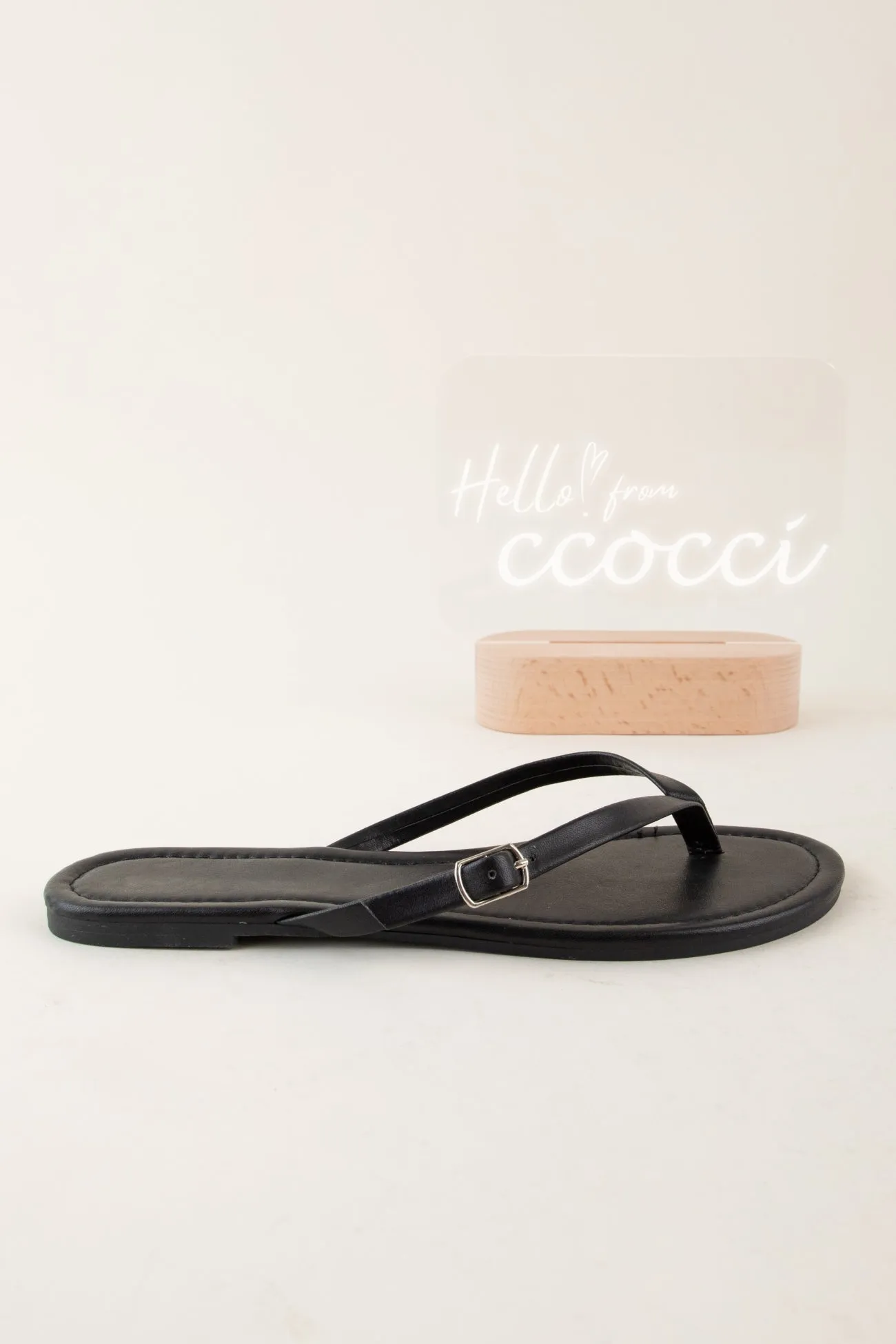 BELLEN-109 THIN BUCKLED THONG STRAP SLIP ON SANDAL sold by CCOCCI product image thumbnail 4