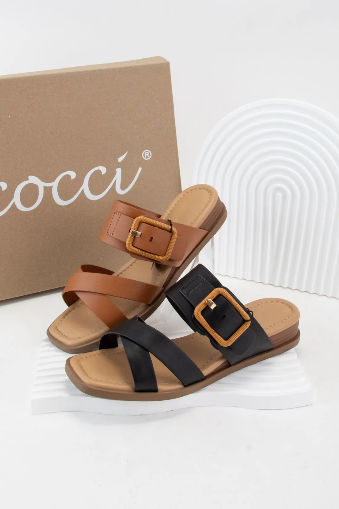 CARRY WIDE FIT SQAURE TOE MINI WEDGE SANDALS sold by CCOCCI product image thumbnail 4