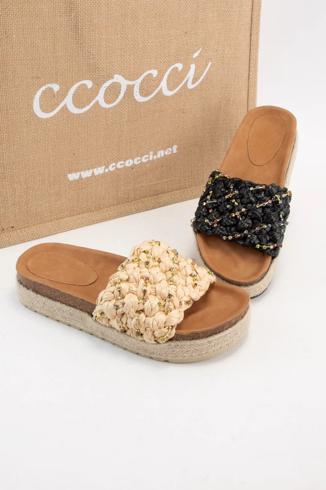 WIRES JEWELED STRING RAFFIA UPPER PLATFORM SANDAL sold by CCOCCI product image thumbnail 2