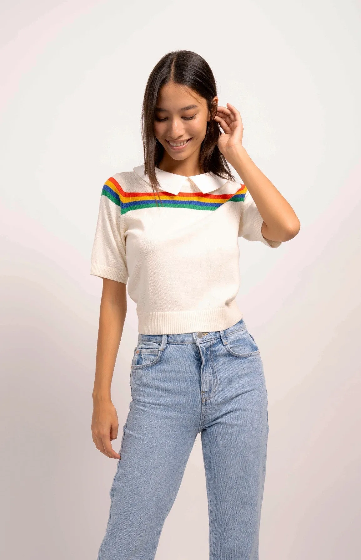 Arie Rainbow Stripe Short Sleeve Polo sold by Central Park West product image thumbnail 2