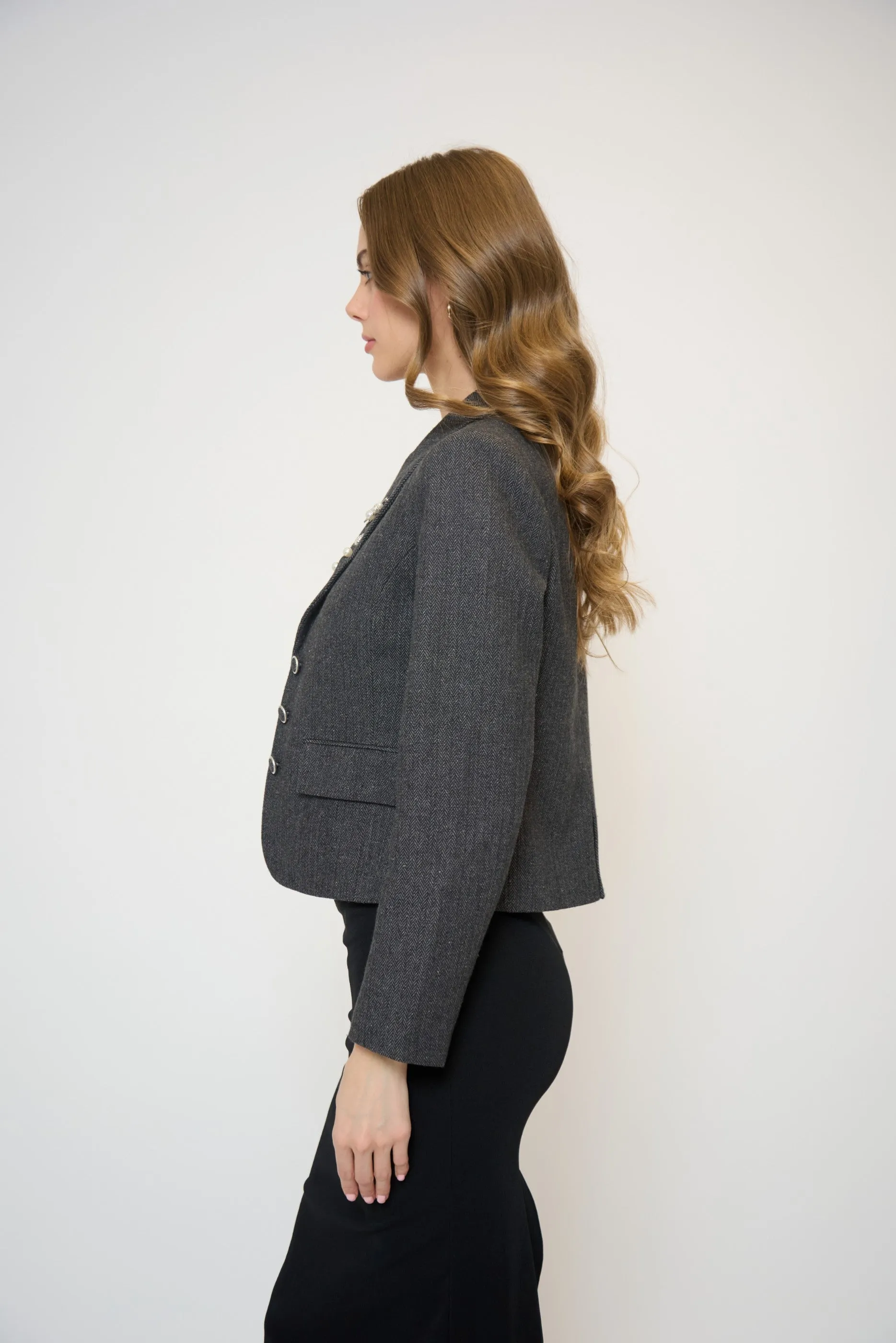 Crystal Pins & Chains Cropped Blazer sold by Central Park West product image thumbnail 2