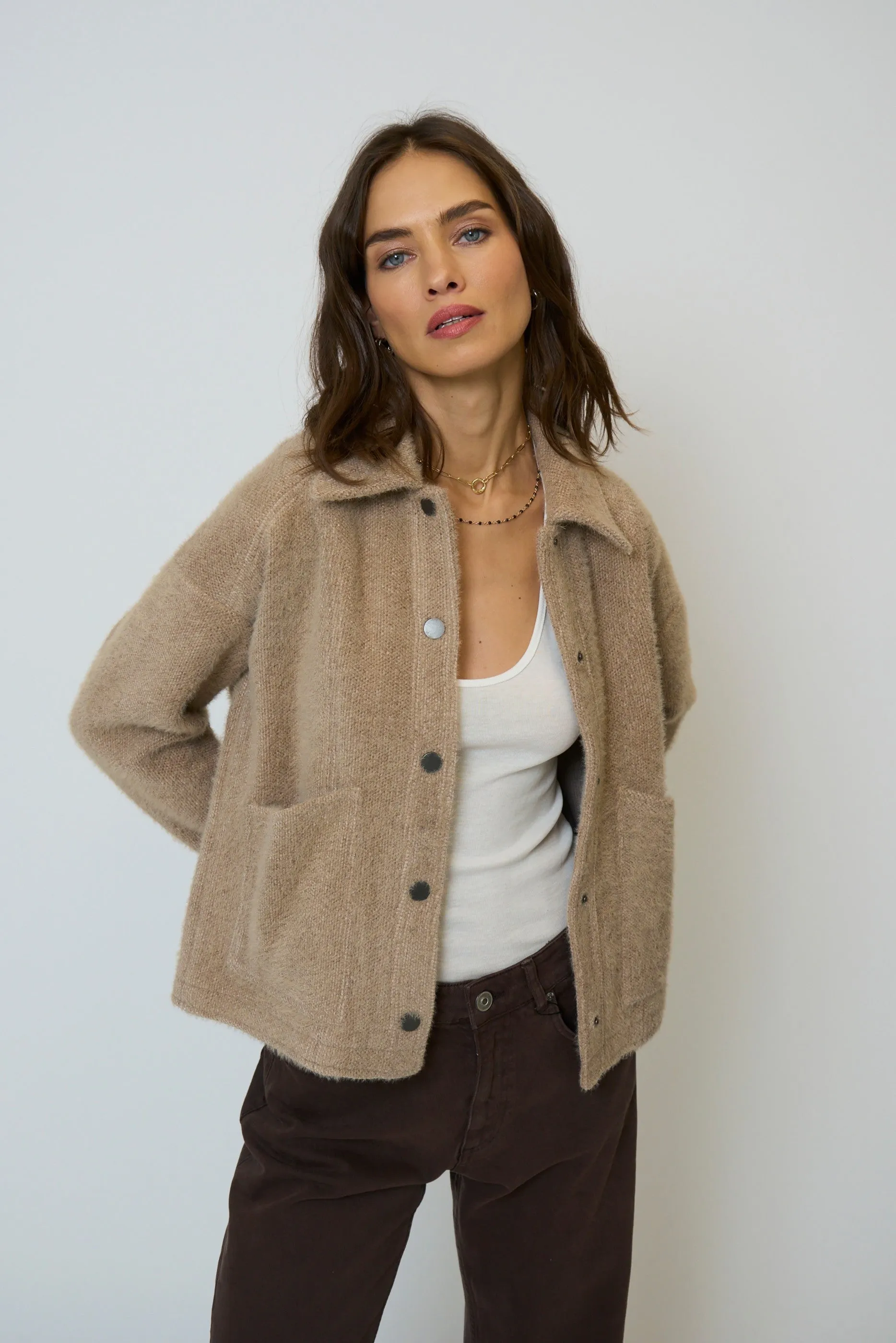 Billie Cropped Barn Jacket sold by Central Park West