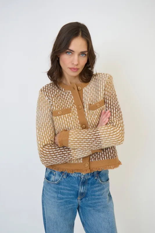 Elyse Spacedye Fringe Jacket sold by Central Park West