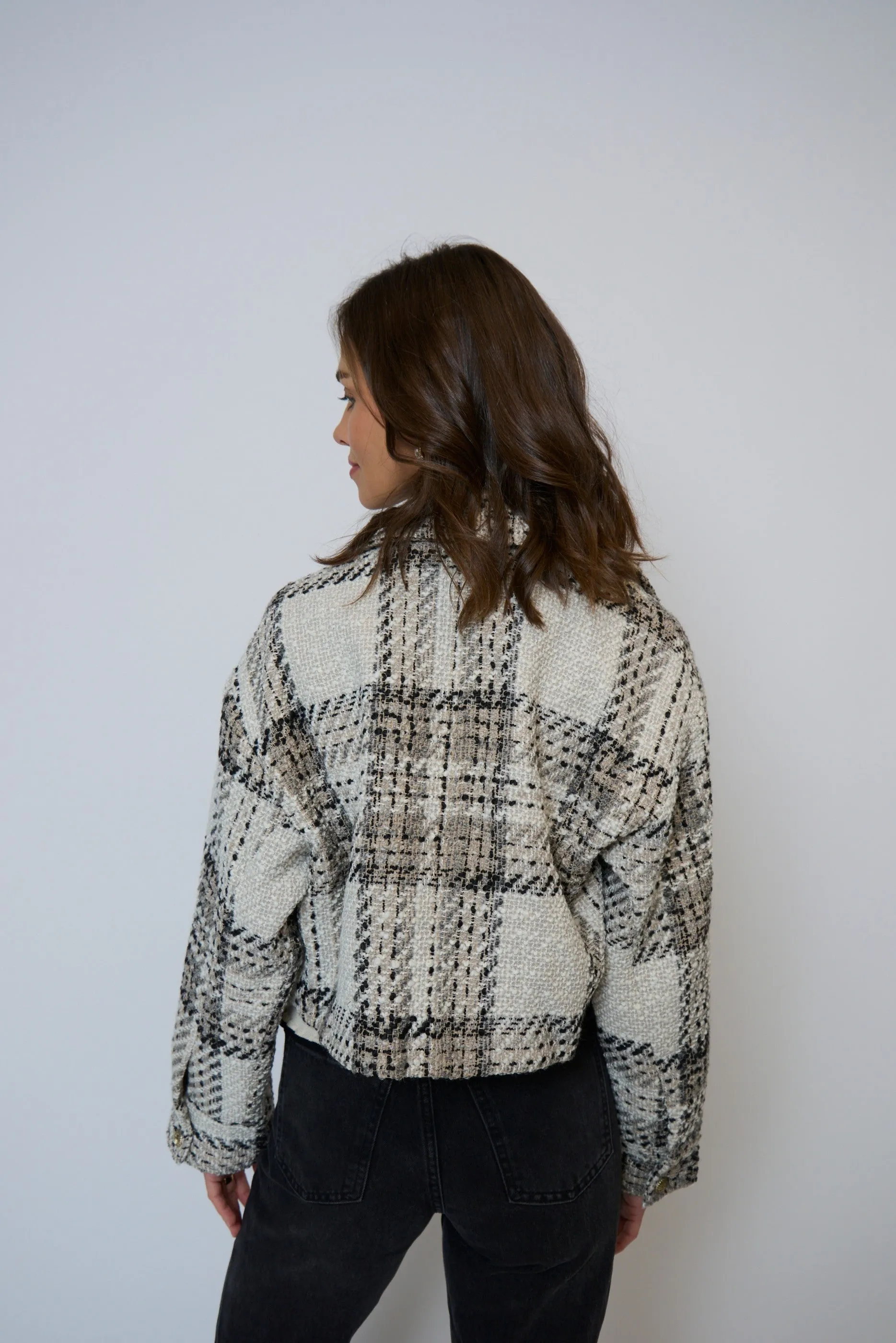Billie Cropped Oversize Tweed Jacket sold by Central Park West product image thumbnail 3