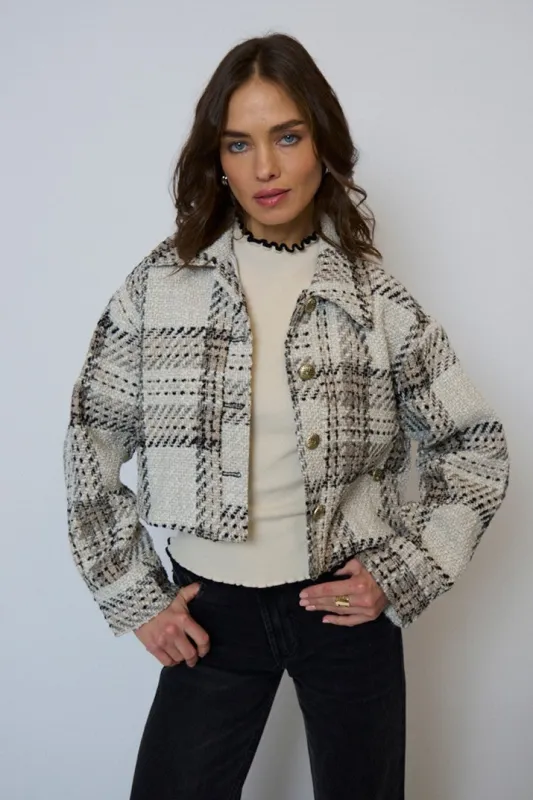 Billie Cropped Oversize Tweed Jacket made by Central Park West