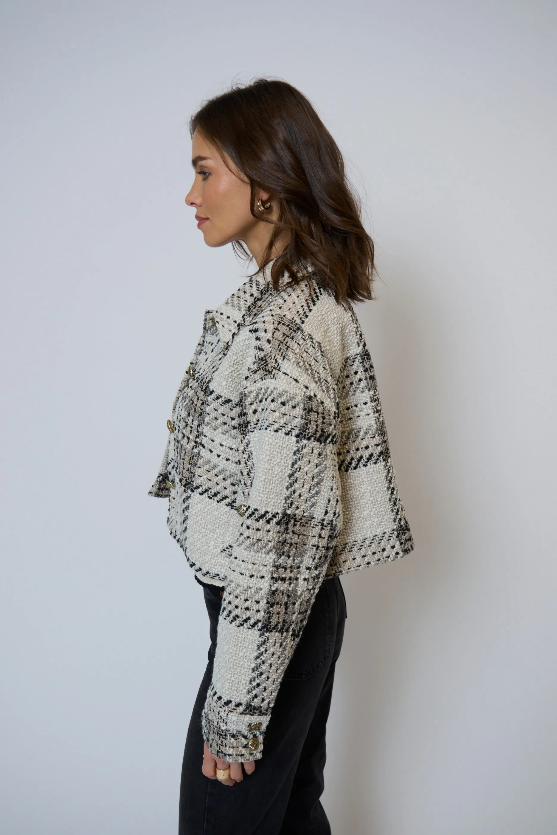 Billie Cropped Oversize Tweed Jacket sold by Central Park West product image thumbnail 2