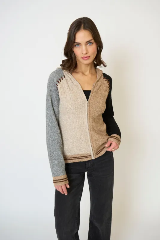 Faye Cabled Hoodie W/Whipstitch sold by Central Park West