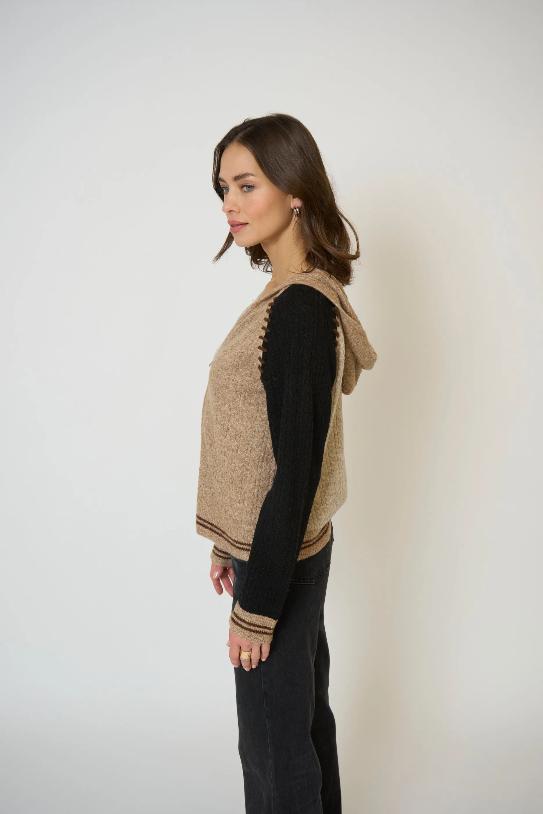 Faye Cabled Hoodie W/Whipstitch sold by Central Park West product image thumbnail 2