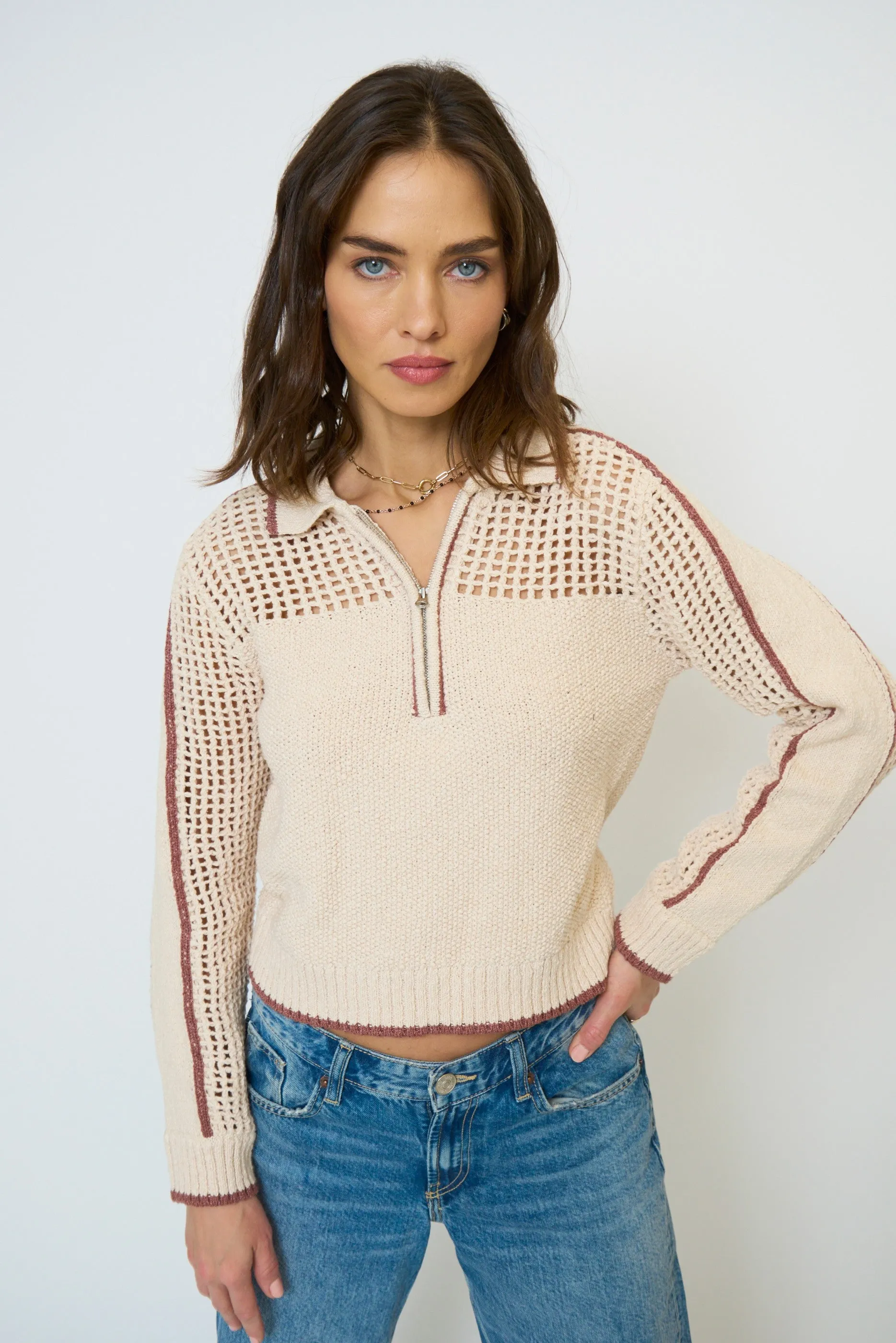 Carla Mesh Yoke Polo sold by Central Park West product image thumbnail 2