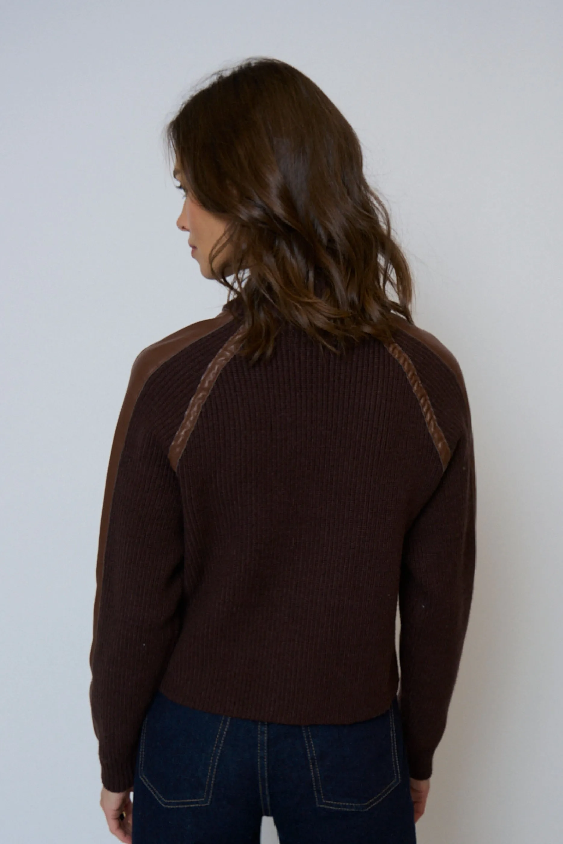 Atlas Raglan Leather Trim Zip Up sold by Central Park West product image thumbnail 3