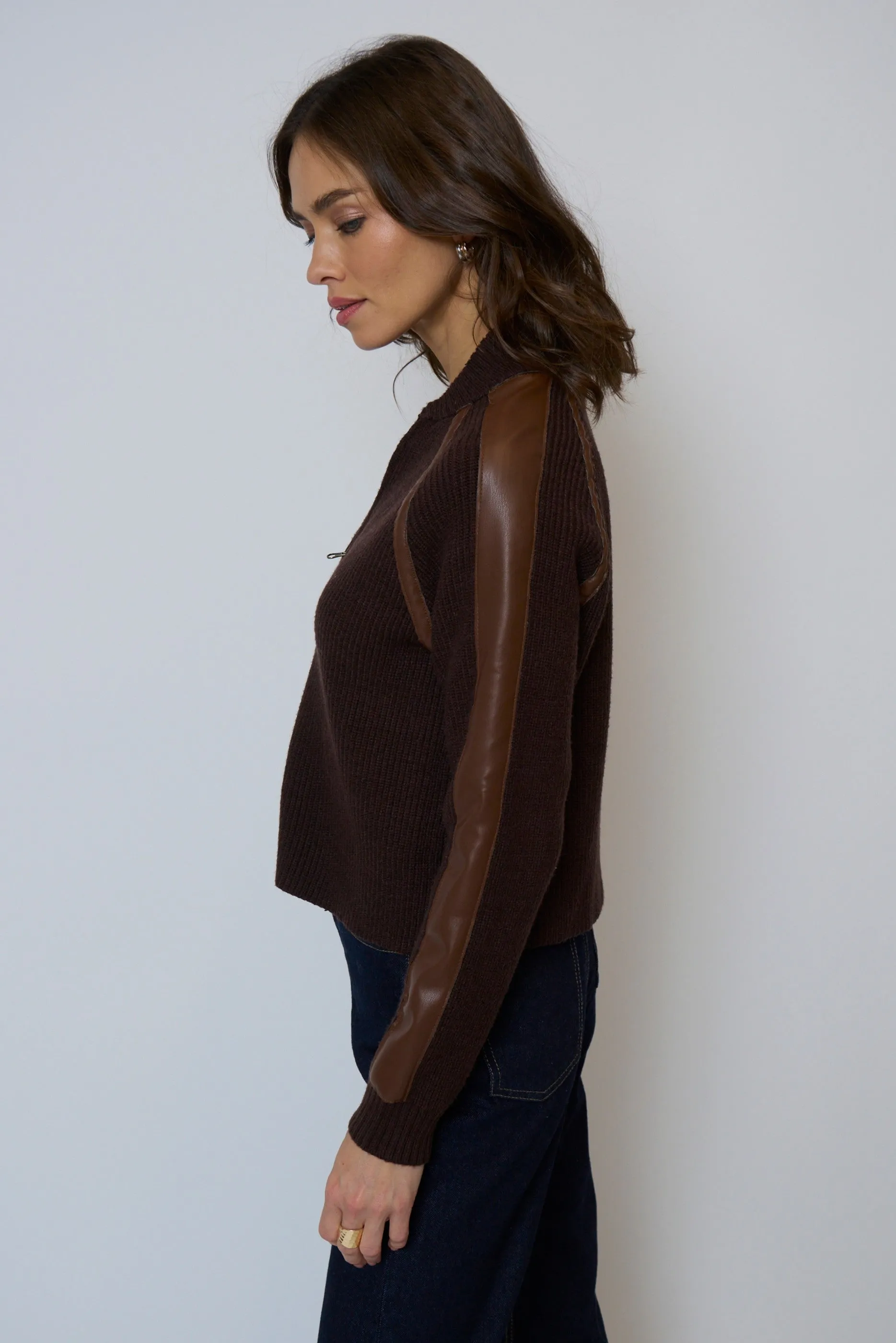 Atlas Raglan Leather Trim Zip Up sold by Central Park West product image thumbnail 2