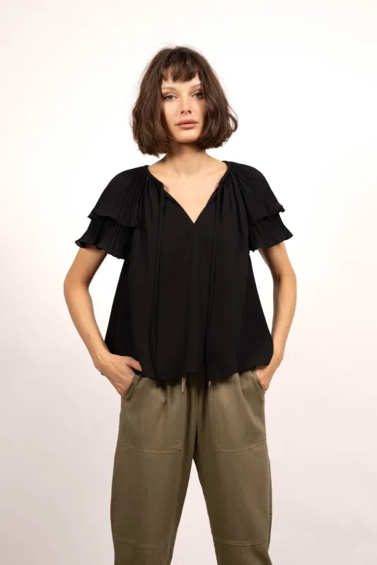 Cara V-Neck Georgette Blouse sold by Central Park West