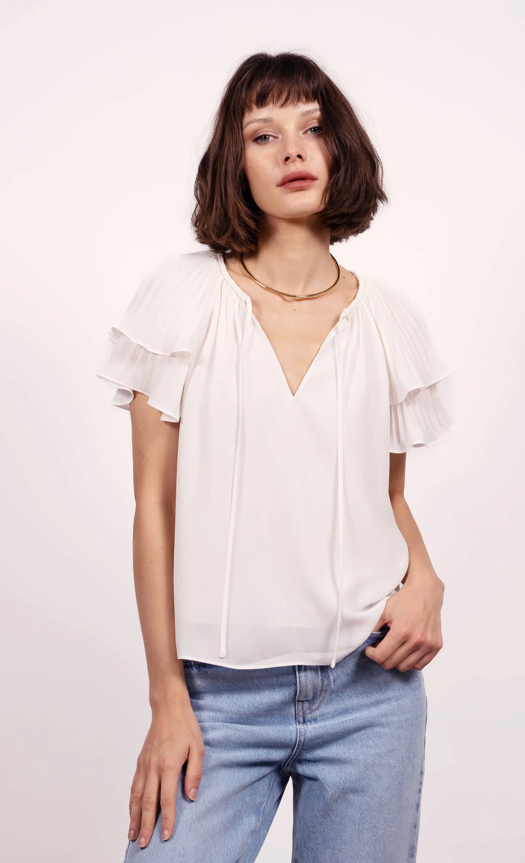 Cara V-Neck Georgette Blouse sold by Central Park West product image thumbnail 2