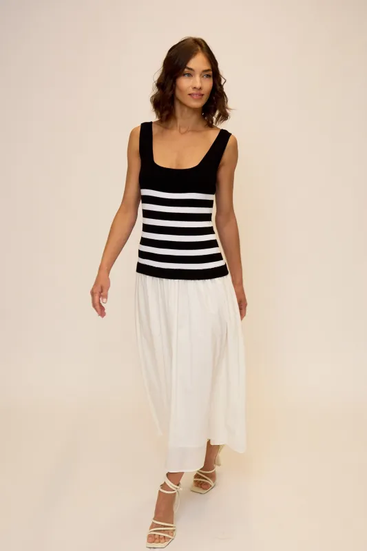 Sienna Squareneck Twofer Midi Dress sold by Central Park West