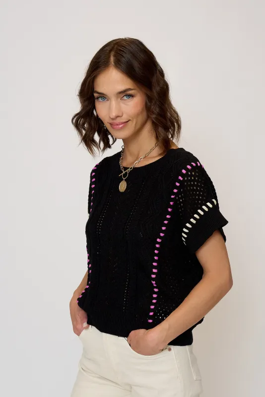 Liana Mixed Open Stitch Dolman sold by Central Park West