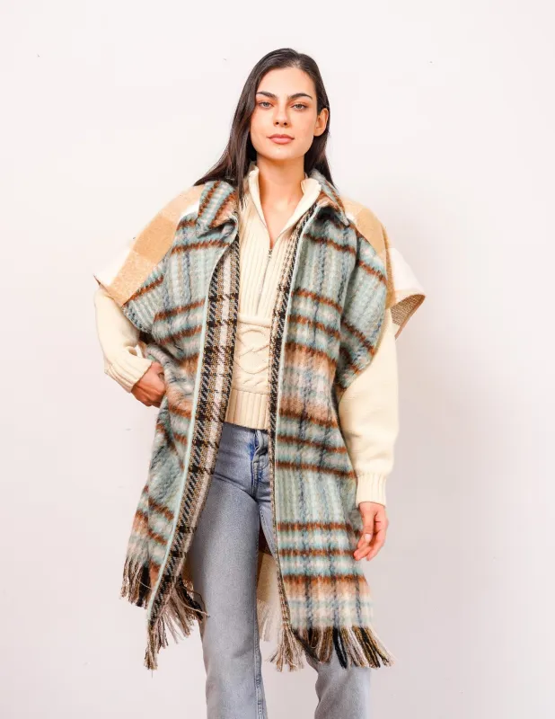 Johnnie Plaid Open Front Shacket made by Central Park West