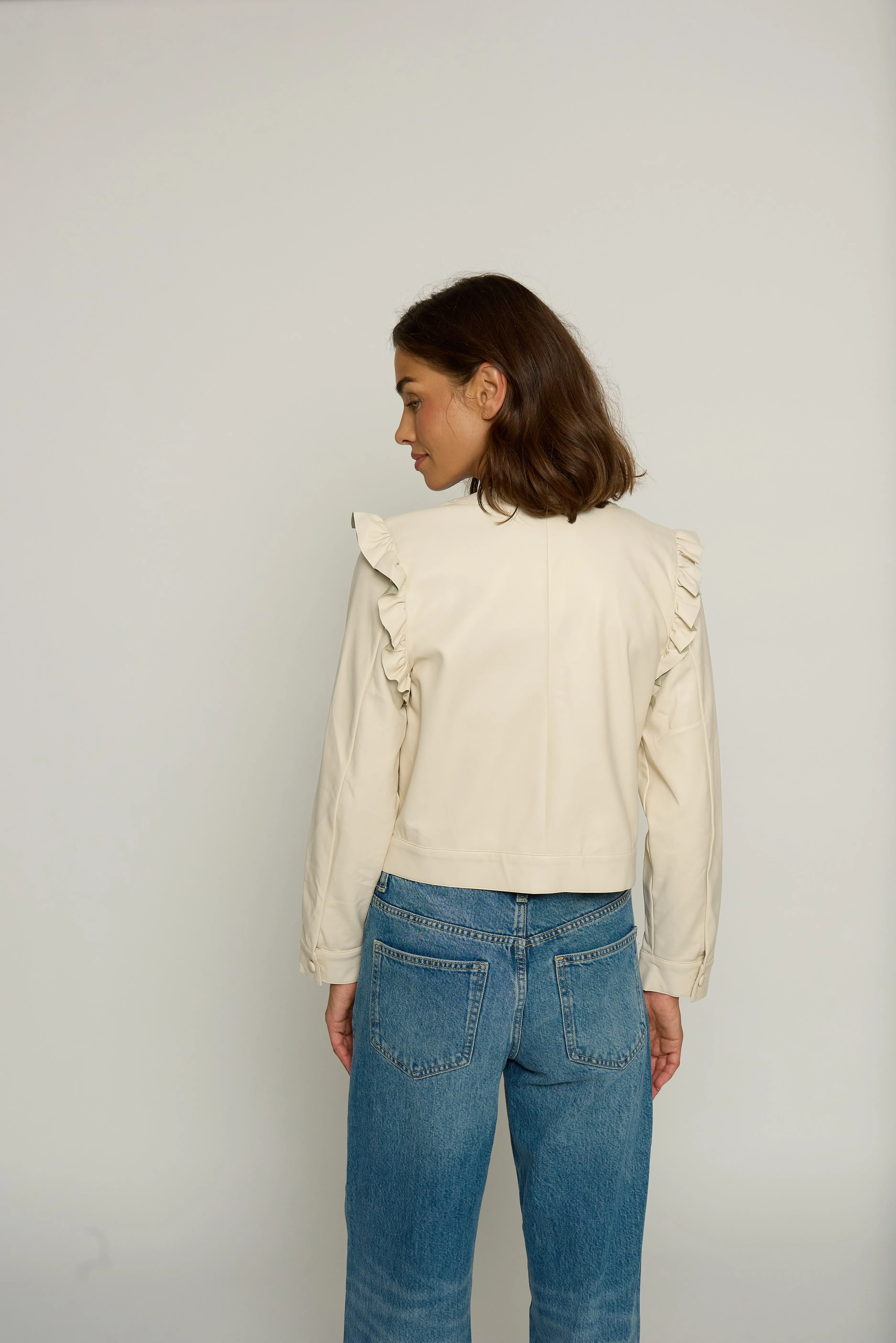 Ruffle Vegan Jacket sold by Central Park West product image thumbnail 3