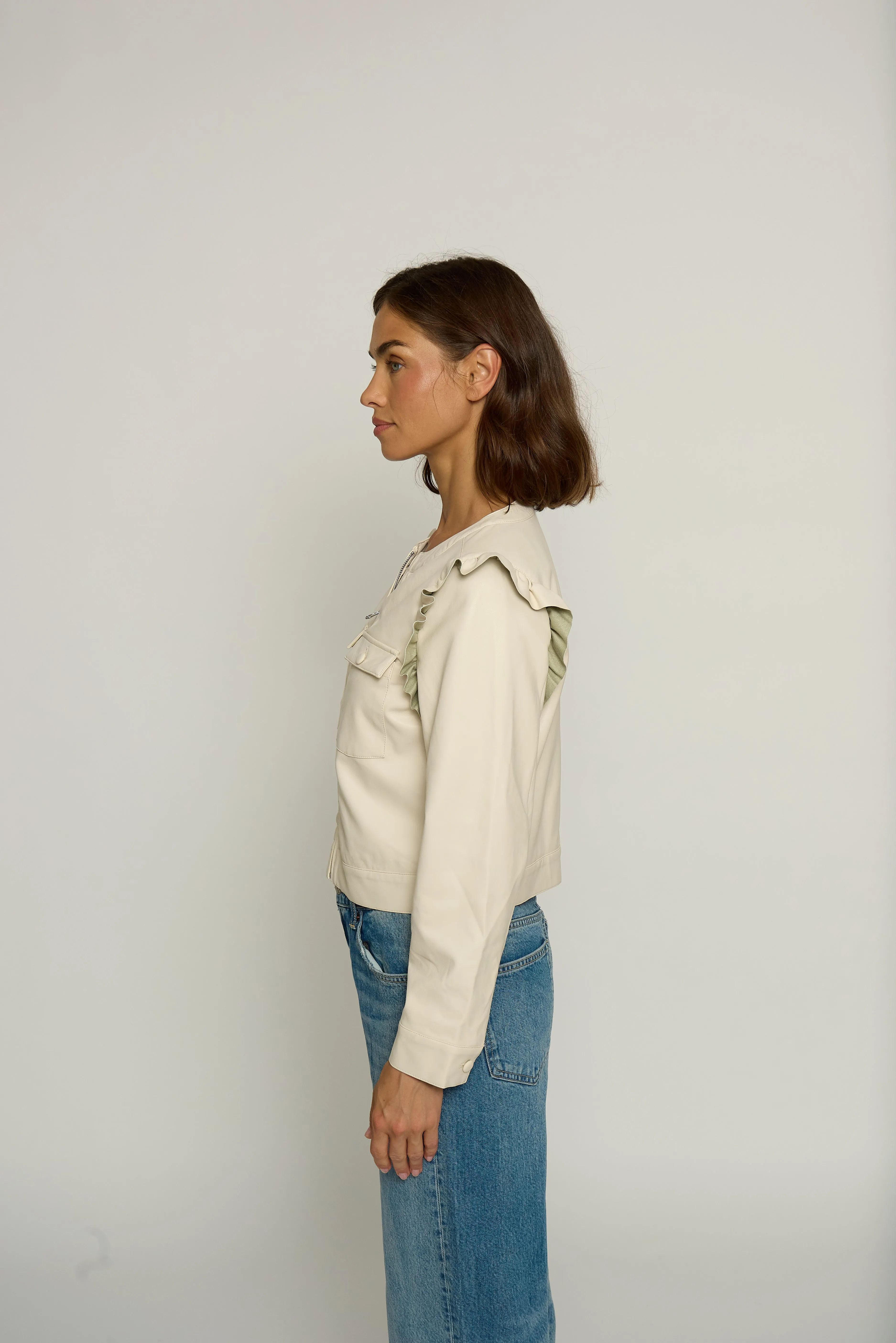 Ruffle Vegan Jacket sold by Central Park West product image thumbnail 2