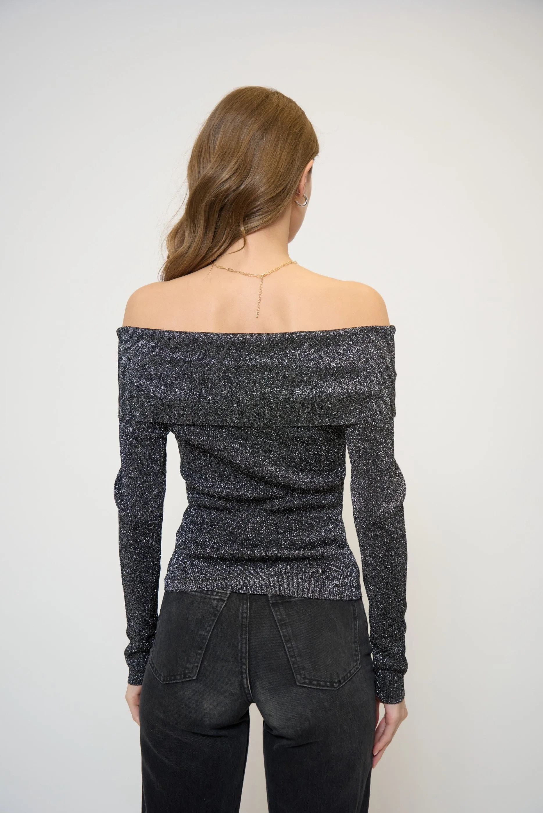 Colette Ribbed Lurex Off The Shoulder Sweater sold by Central Park West product image thumbnail 3