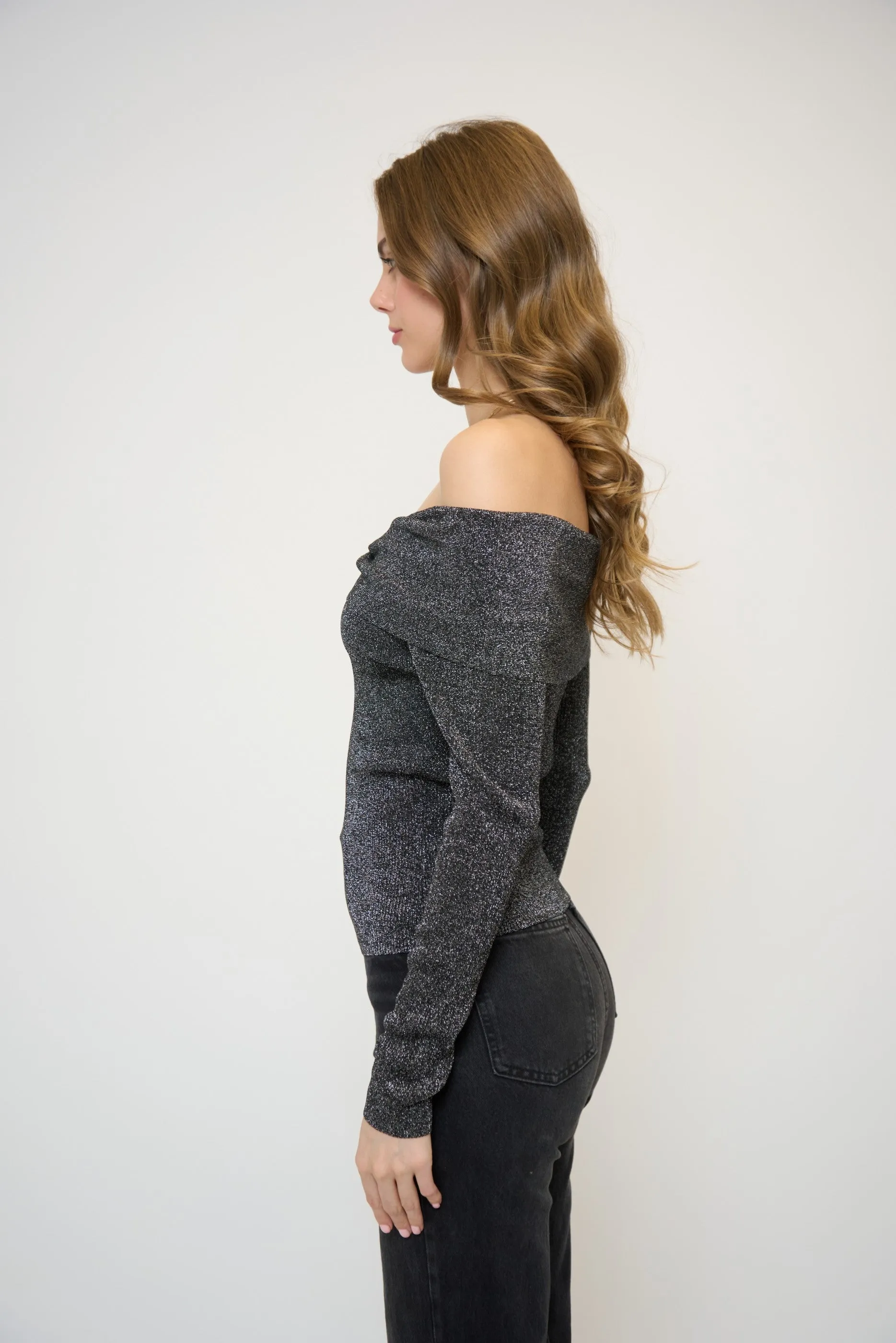 Colette Ribbed Lurex Off The Shoulder Sweater sold by Central Park West product image thumbnail 2