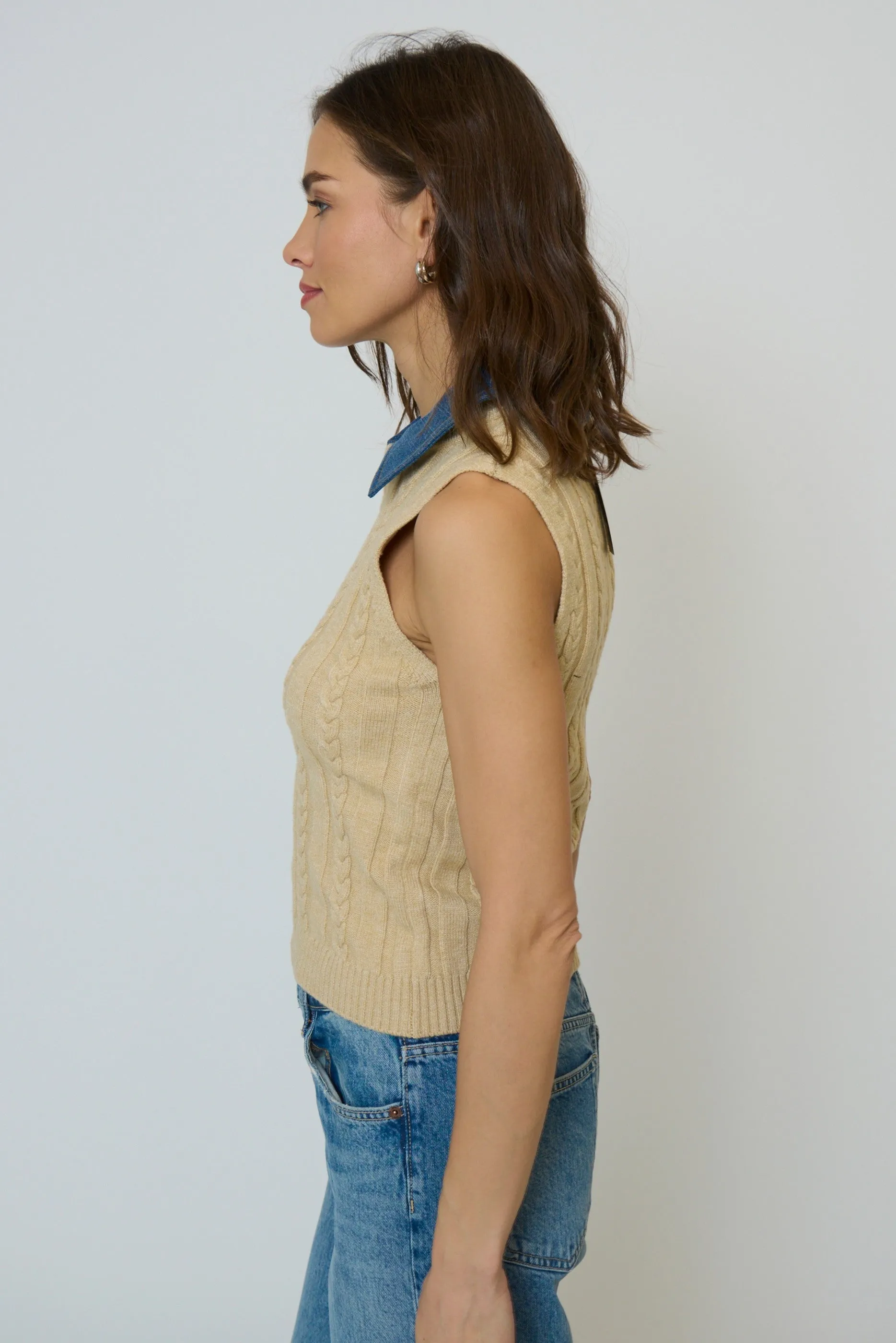 Dash Denim Collared Shell sold by Central Park West product image thumbnail 4