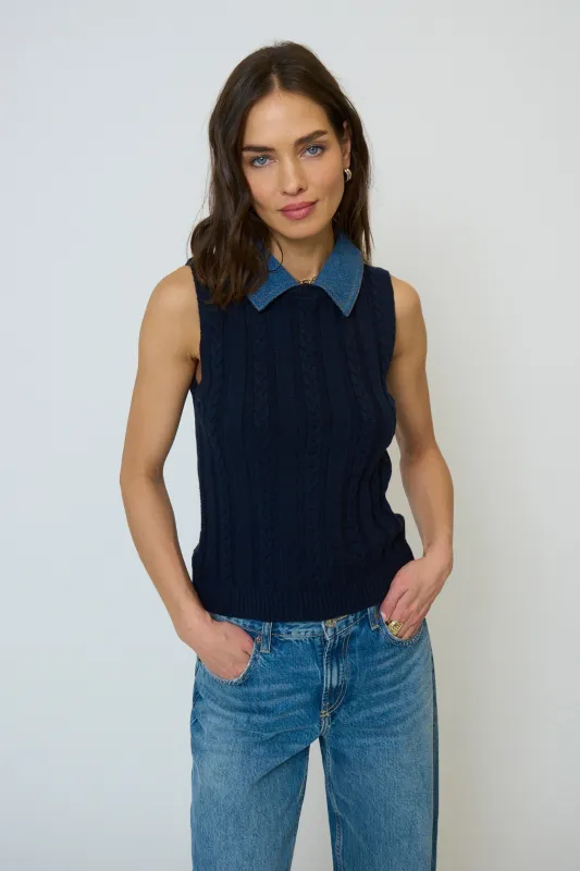 Dash Denim Collared Shell sold by Central Park West