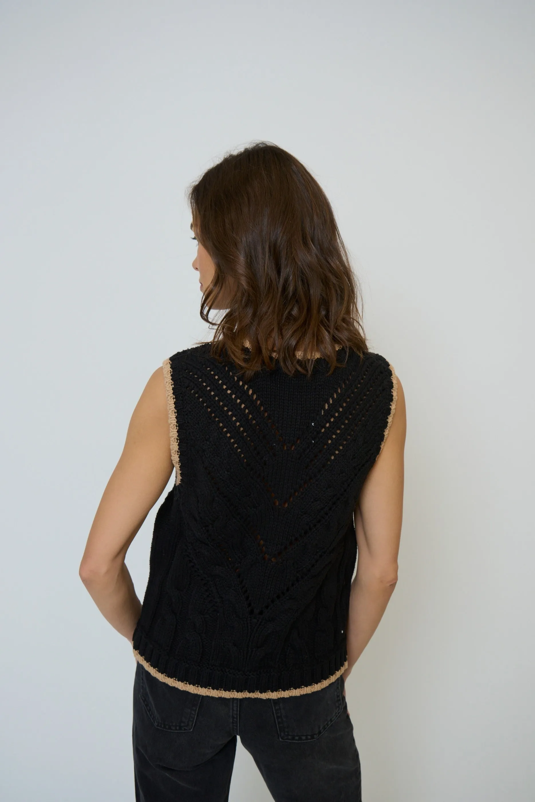 Brooke Pointelle Cable Vest sold by Central Park West product image thumbnail 3