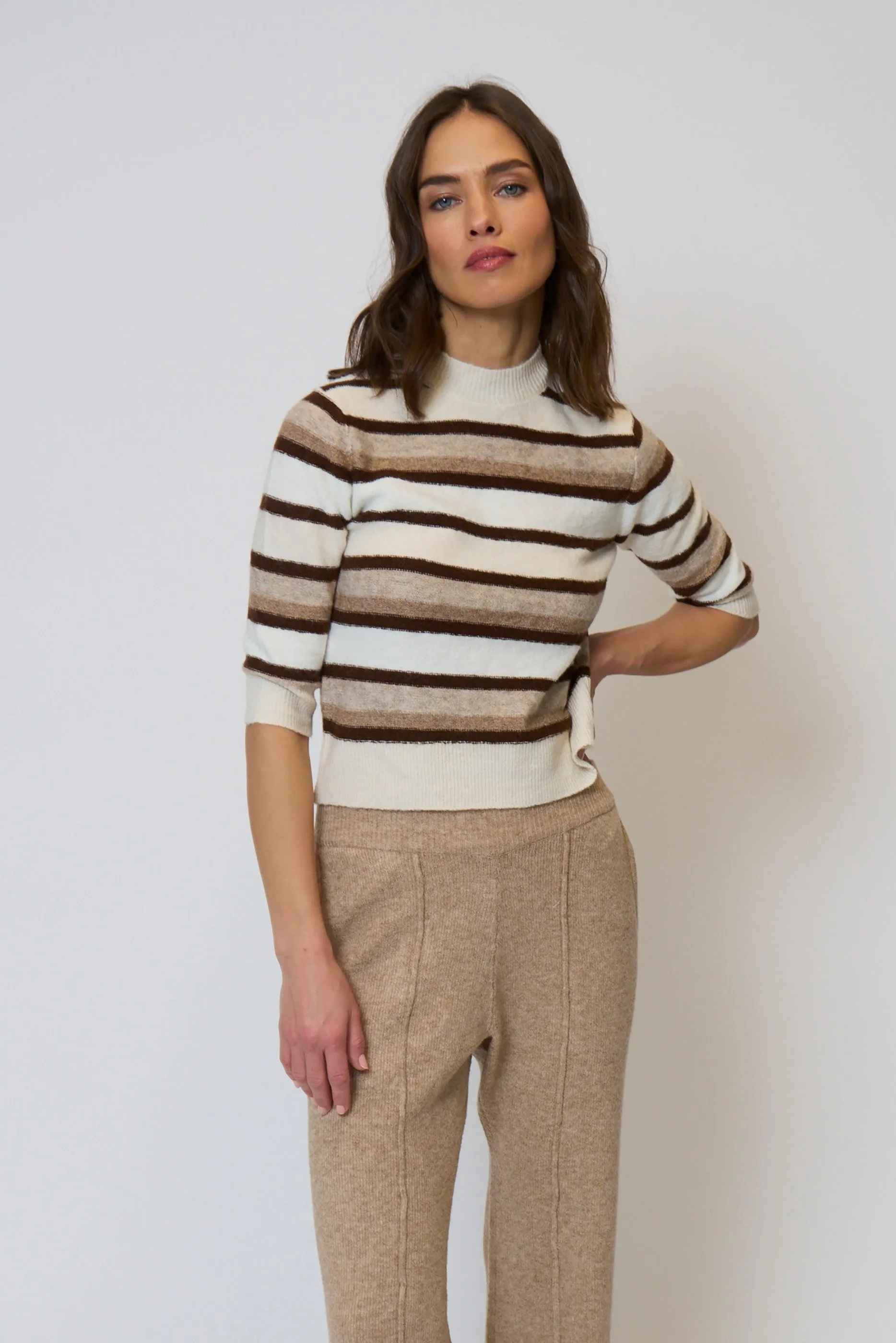 Ash Striped Half Sleeve Crew sold by Central Park West
